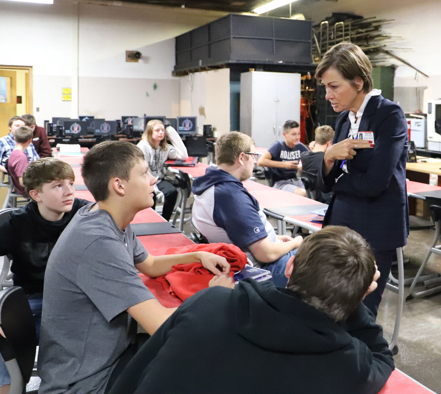 Keaton Olson, Alec Lueders, Andrew Kohl, Iowa Gov. Kim Reynolds